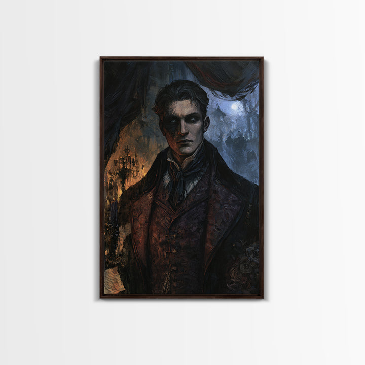 The Ash-Covered Oracle, Antique Gothic Portrait, Vertical Wall Art, Framed Canvas Print, Gothic Wall Decor, Halloween Portrait Art