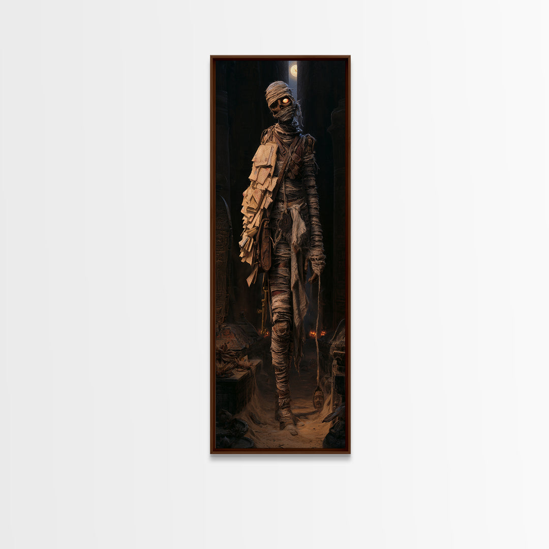 The Mummy Mail Carrier, Victorian Horror Portrait, Tall Narrow Wall Art, Canvas Print, Gothic Wall Decor, Halloween Portrait Art