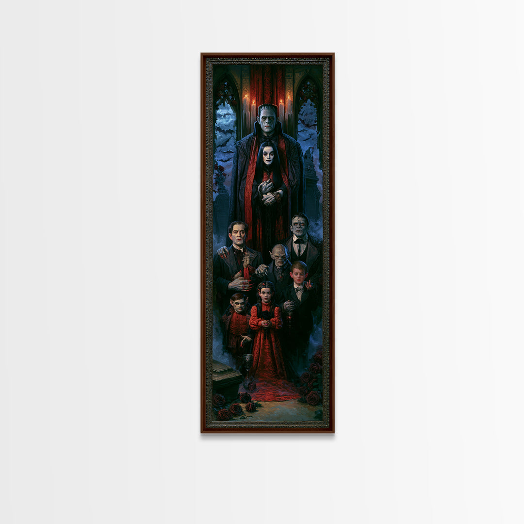The Monster Family Portrait, Victorian Gothic Art, Tall Narrow Wall Art, Canvas Print, Gothic Wall Decor, Halloween Portrait Art