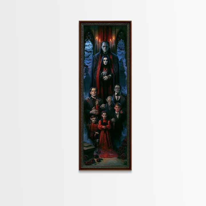 The Monster Family Portrait, Victorian Gothic Art, Tall Narrow Wall Art, Canvas Print, Gothic Wall Decor, Halloween Portrait Art