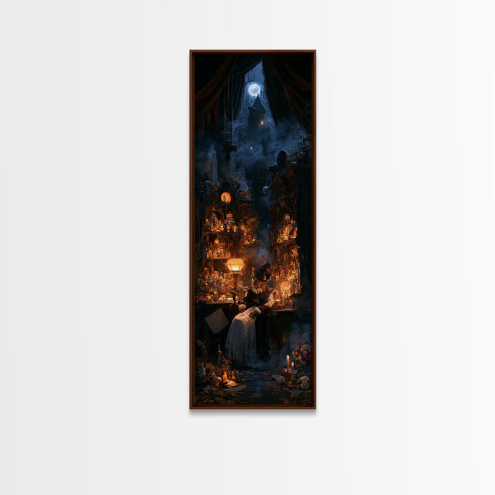 The Goblin Candy Shop, Antique Gothic Portrait, Tall Narrow Wall Art, Canvas Print, Gothic Wall Decor, Halloween Portrait Art