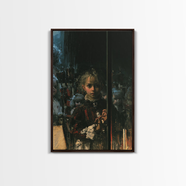 The Haunted Toy Parade, Dark Academia Wall Art, Vertical Wall Art, Canvas Print, Gothic Wall Decor, Halloween Portrait Art