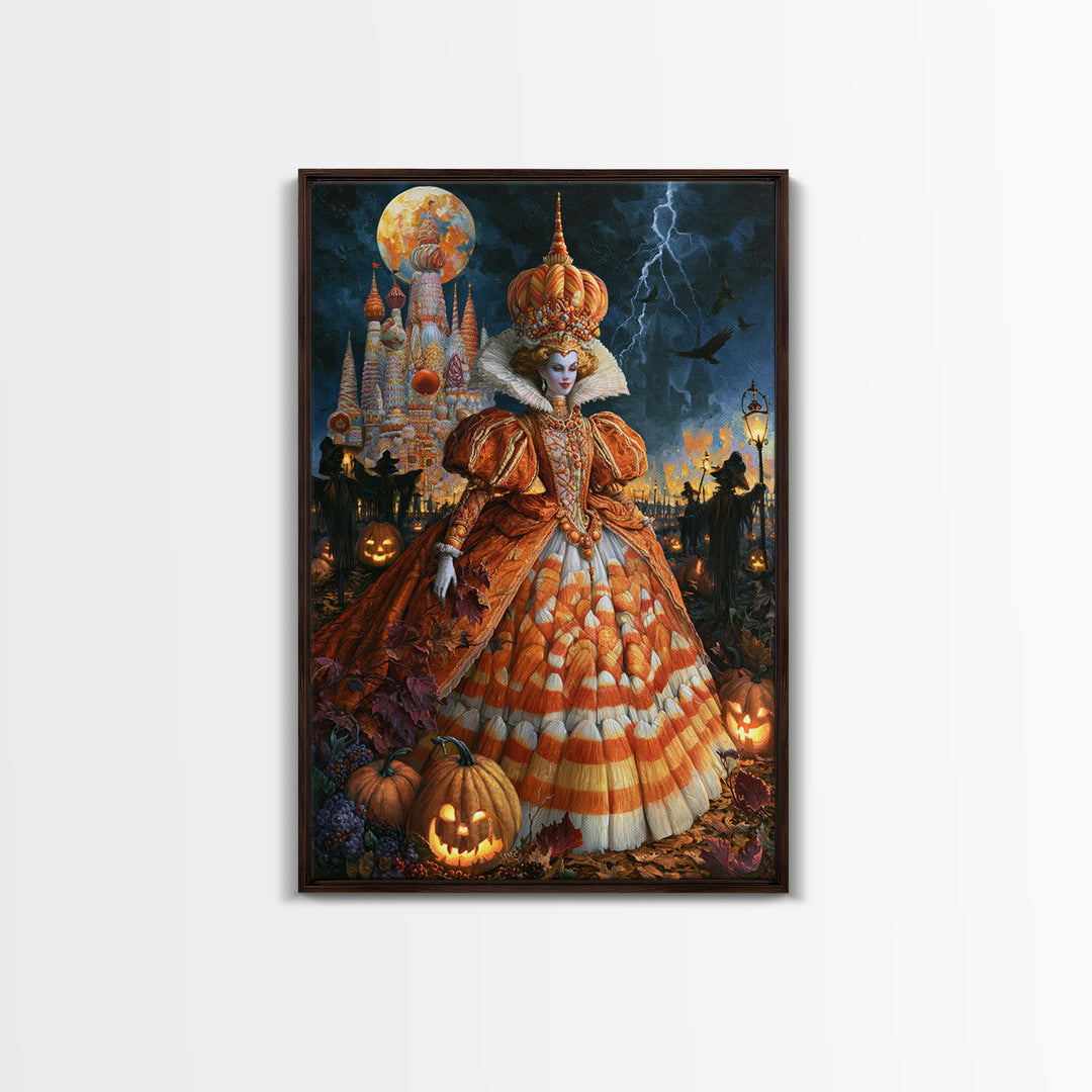 The Candy Corn Kingdom, Victorian Gothic Art, Vertical Wall Art, Canvas Print, Gothic Wall Decor, Halloween Portrait Art, Spooky Wall Decor