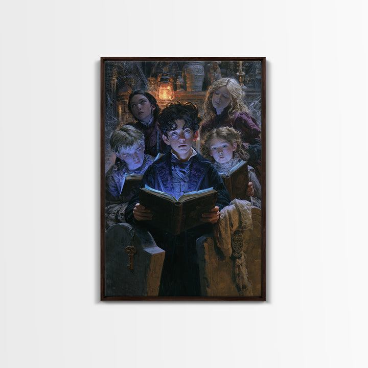 The Graveyard Book Club, Macabre Victorian Decor, Vertical Wall Art, Framed Canvas Print, Gothic Wall Decor, Halloween Portrait Art