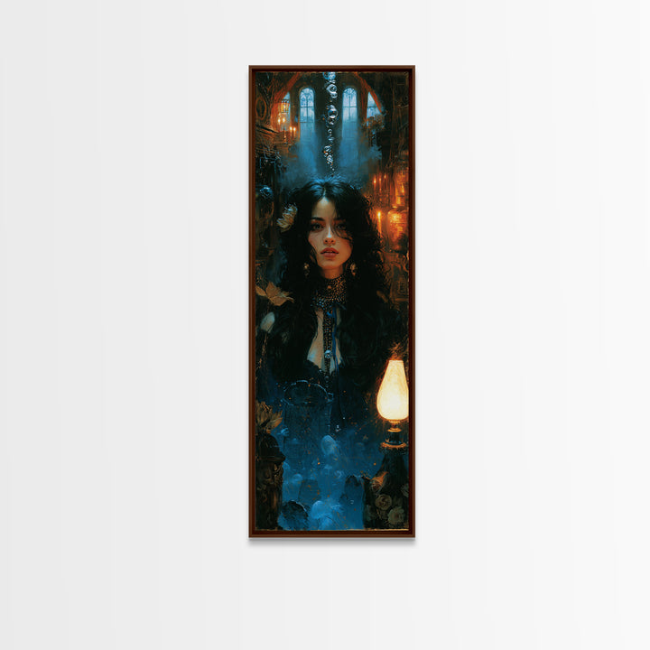 The Underwater Graveyard, Antique Gothic Portrait, Tall Narrow Wall Art, Framed Canvas Print, Gothic Wall Decor, Halloween Portrait Art