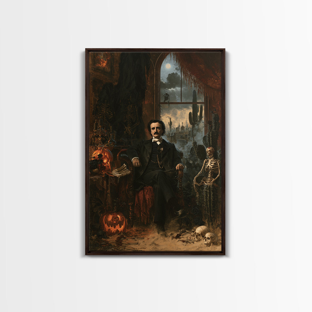 Desert Halloween, Antique Gothic Portrait, Vertical Wall Art, Framed Canvas Print, Gothic Wall Decor, Halloween Portrait Art