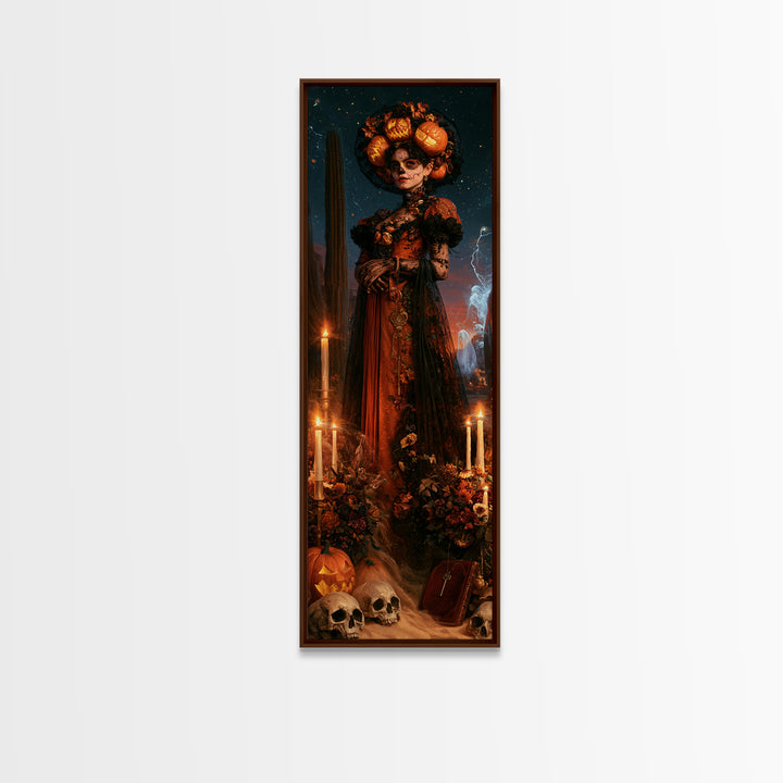 Desert Halloween, Dark Academia Wall Art, Tall Narrow Wall Art, Framed Canvas Print, Gothic Wall Decor, Halloween Portrait Art