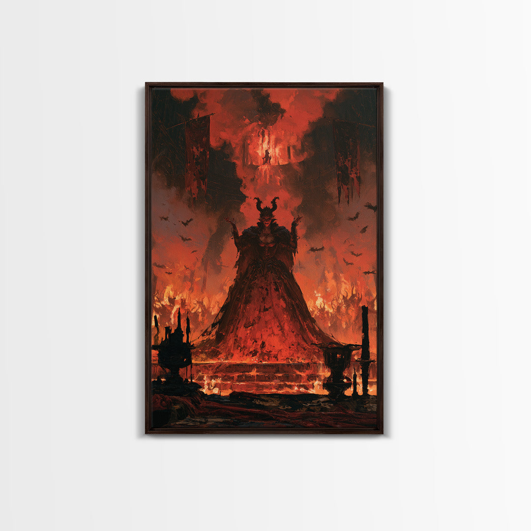 The Volcanic Demon Festival, Victorian Gothic Art, Vertical Wall Art, Framed Canvas Print, Gothic Wall Decor, Halloween Portrait Art