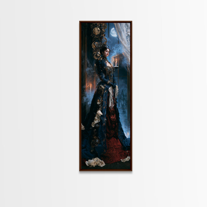 The Clockwork Haunted House, Dark Academia Wall Art, Tall Narrow Wall Art, Framed Canvas Print, Gothic Wall Decor, Halloween Portrait Art