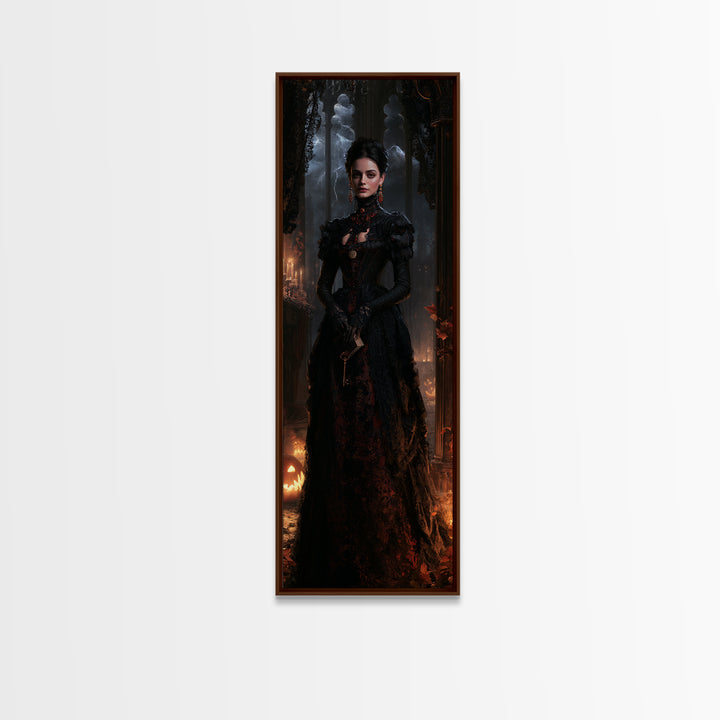 The Town Where Shadows Live, Victorian Gothic Art, Tall Narrow Wall Art, Canvas Print, Gothic Wall Decor, Halloween Portrait Art