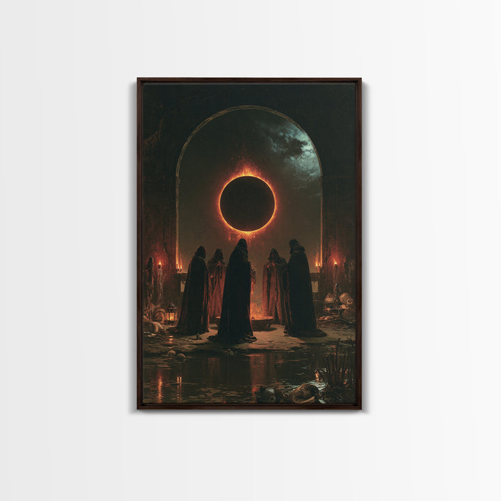 The Eclipse Summoning, Victorian Horror Portrait, Vertical Wall Art, Canvas Print, Gothic Wall Decor, Halloween Portrait Art