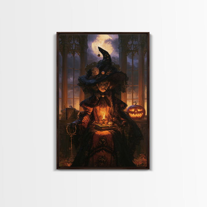 Halloween On Another Planet, Dark Academia Wall Art, Vertical Wall Art, Canvas Print, Gothic Wall Decor, Halloween Portrait Art