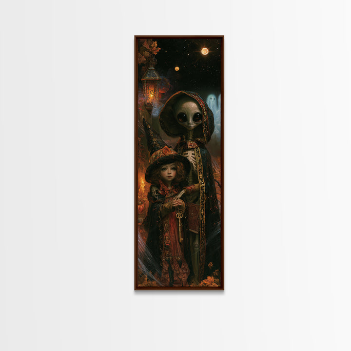 Halloween On Another Planet, Victorian Gothic Art, Tall Narrow Wall Art, Canvas Print, Gothic Wall Decor, Halloween Portrait Art