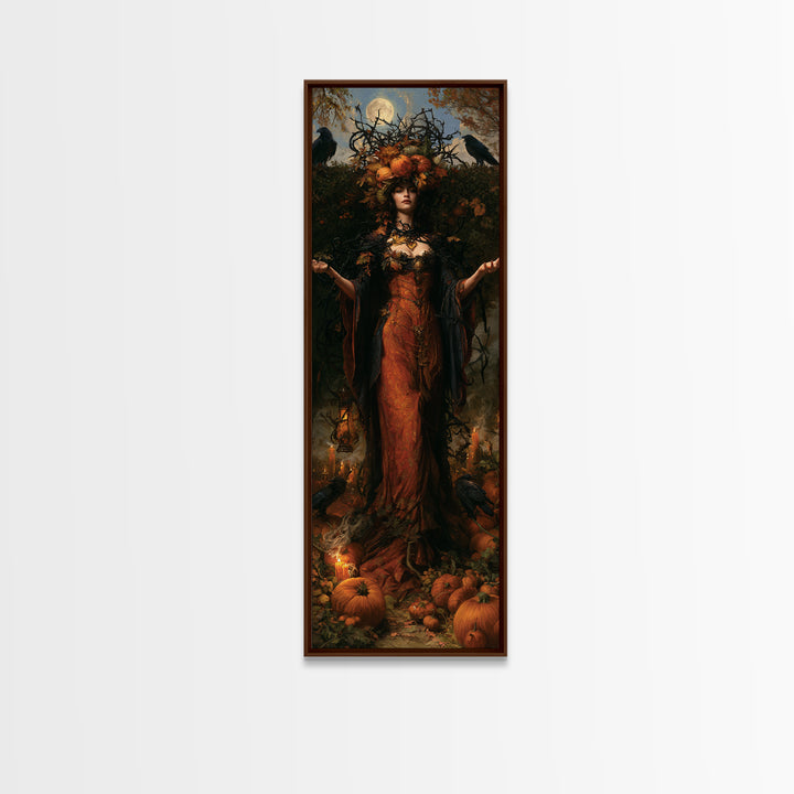 The Personification Of October, Antique Gothic Portrait, Tall Narrow Wall Art, Canvas Print, Gothic Wall Decor, Halloween Portrait Art