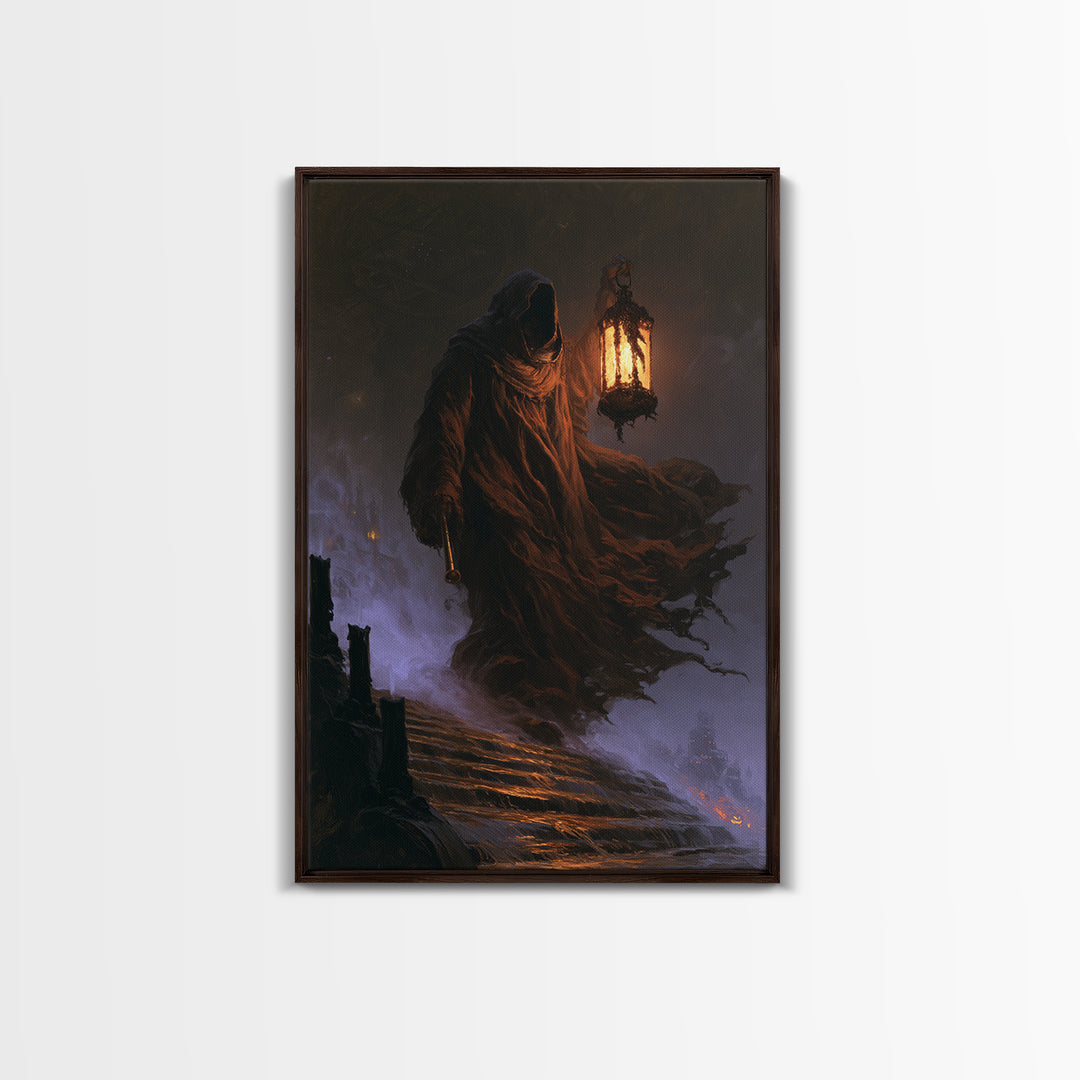 The Lantern-Bearer Of R’Lyeh, Victorian Horror Portrait, Vertical Wall Art, Canvas Print, Gothic Wall Decor, Halloween Portrait Art