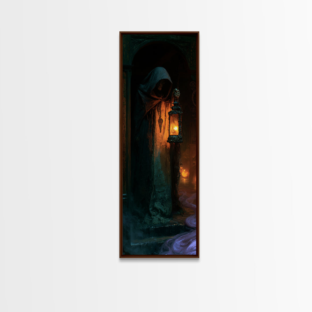 The Lantern-Bearer Of R’Lyeh, Macabre Victorian Decor, Tall Narrow Wall Art, Canvas Print, Gothic Wall Decor, Halloween Portrait Art
