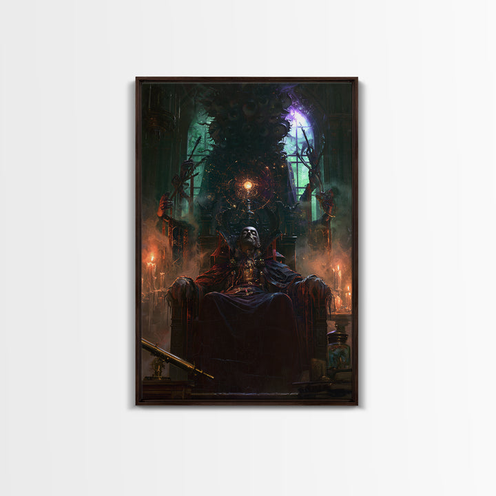 The Dreaming Priest Of The Outer Gate, Dark Academia Wall Art, Vertical Wall Art, Framed Canvas Print, Gothic Wall Decor, Halloween Decor