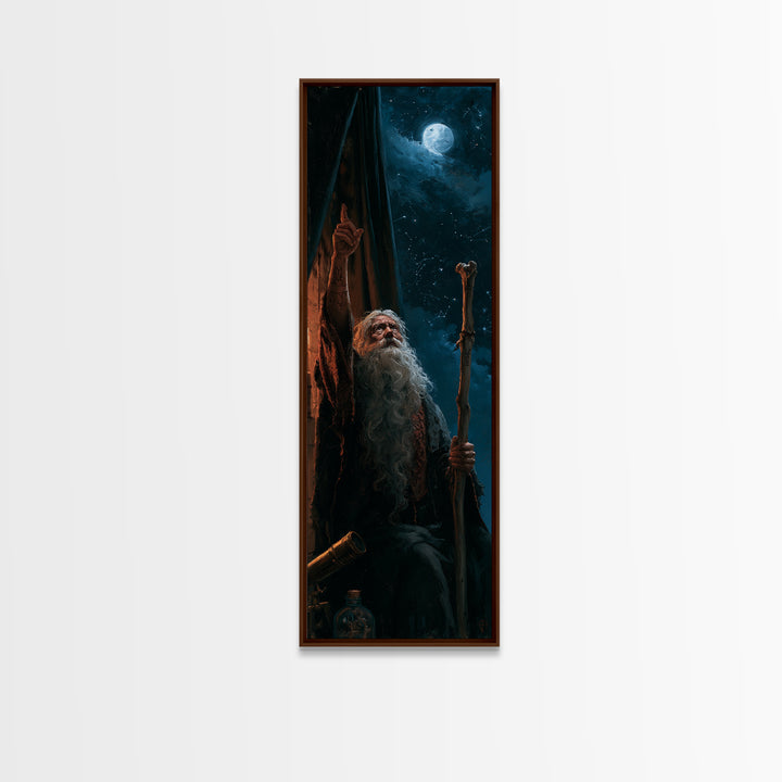 The Star-Seer Of Black Dunwich, Antique Gothic Portrait, Tall Narrow Wall Art, Canvas Print, Gothic Wall Decor, Halloween Portrait Art