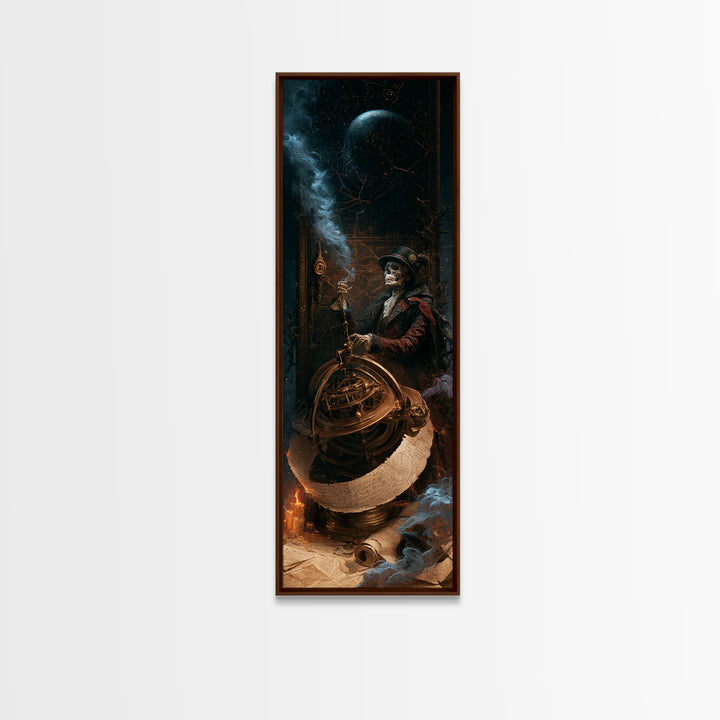 The Astronomer Of The Hollow Sky, Victorian Horror Portrait, Tall Narrow Wall Art, Canvas Print, Gothic Wall Decor, Halloween Portrait Art