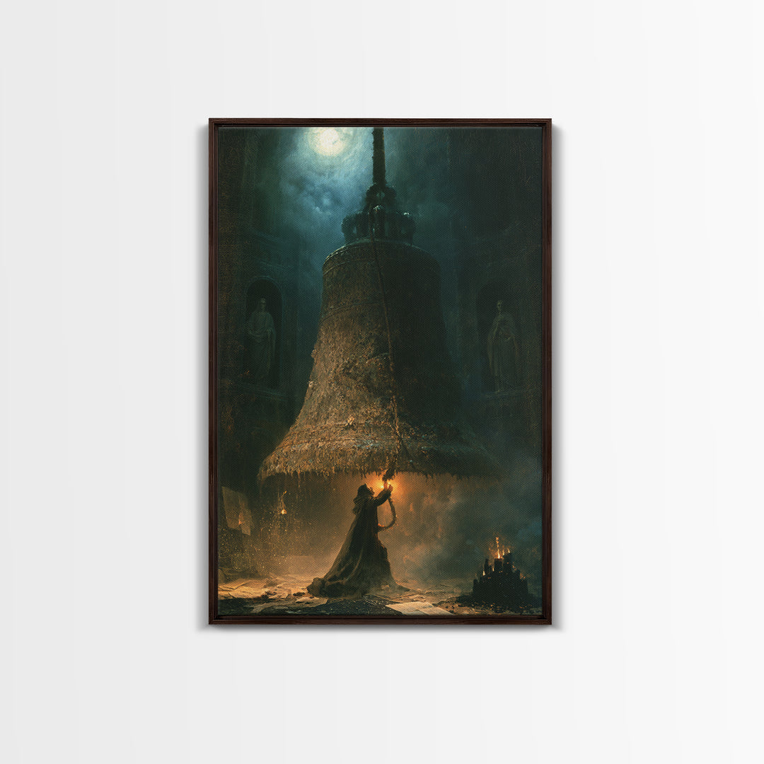 The Bellringer Of The Sunken Cathedral, Dark Academia Wall Art, Vertical Wall Art, Framed Canvas Print, Gothic Wall Decor