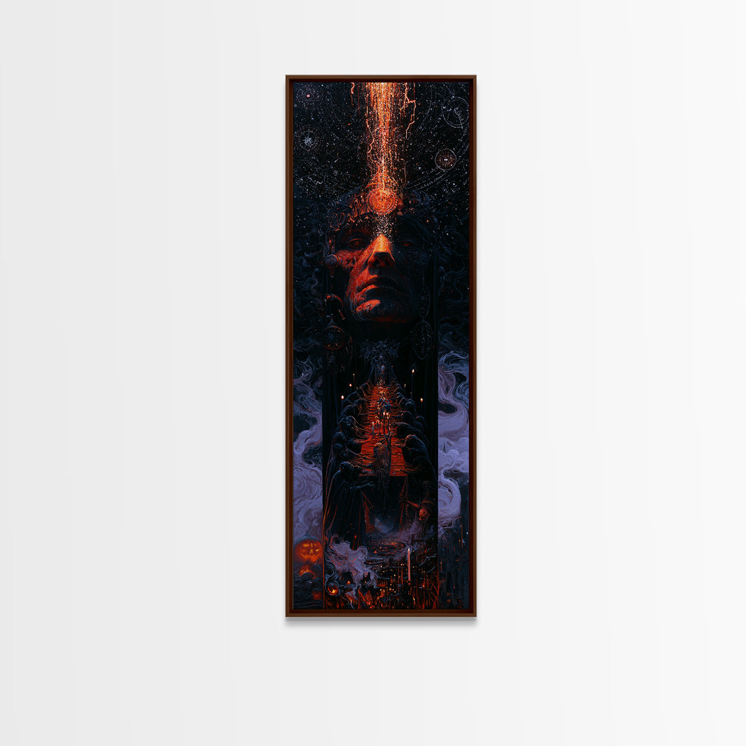 The Feast Of The Pale Cult, Dark Academia Wall Art, Tall Narrow Wall Art, Framed Canvas Print, Gothic Wall Decor, Halloween Portrait Art