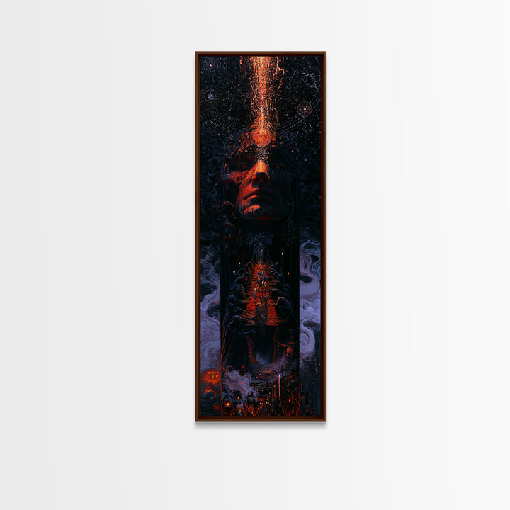 The Feast Of The Pale Cult, Dark Academia Wall Art, Tall Narrow Wall Art, Framed Canvas Print, Gothic Wall Decor, Halloween Portrait Art
