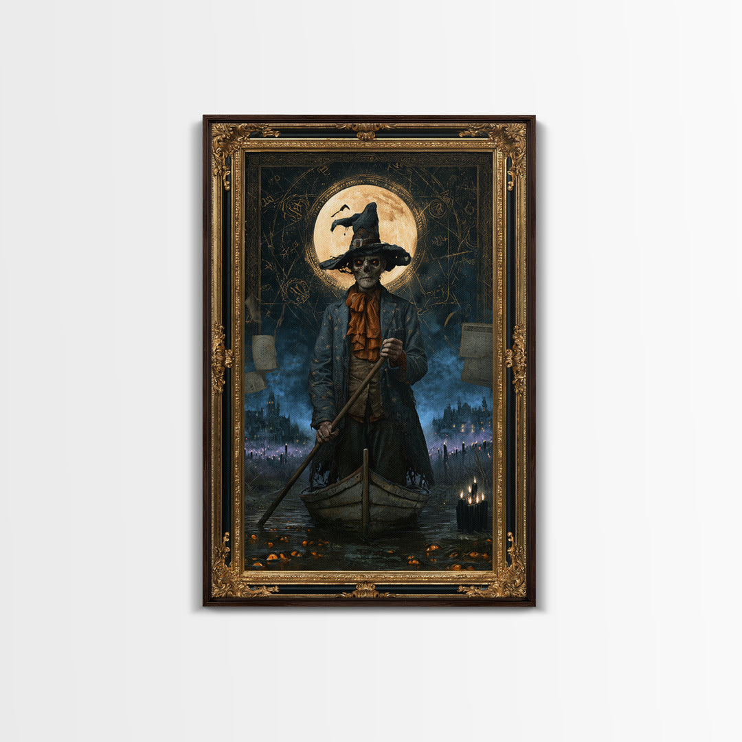 The Ferryman Of The Outer Marsh, Victorian Gothic Art, Vertical Wall Art, Canvas Print, Gothic Wall Decor, Halloween Portrait Art