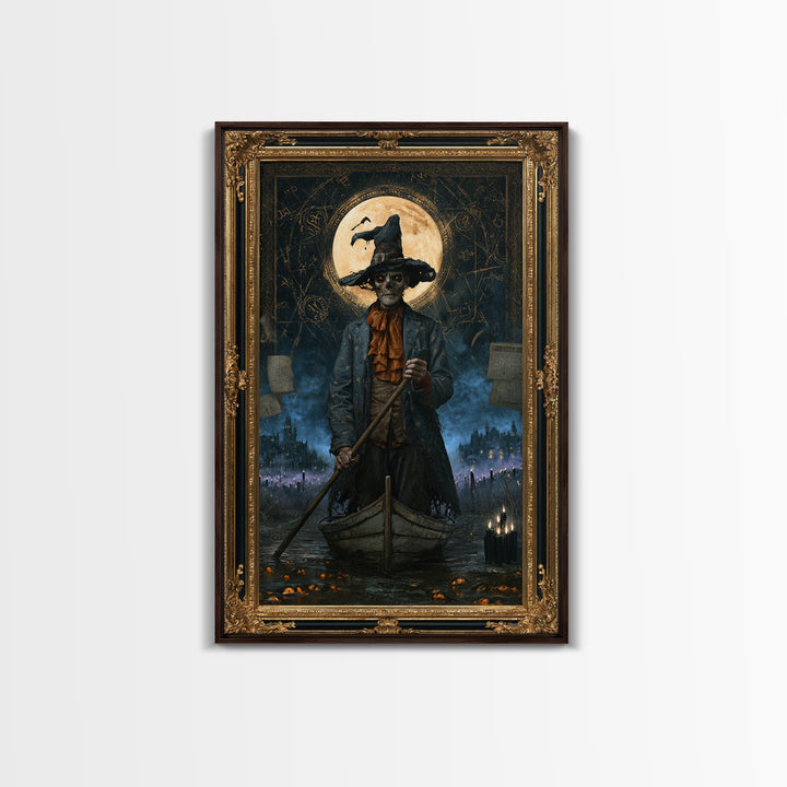 The Ferryman Of The Outer Marsh, Victorian Gothic Art, Vertical Wall Art, Canvas Print, Gothic Wall Decor, Halloween Portrait Art