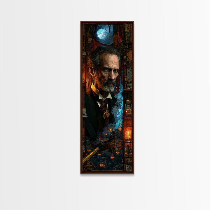 The Ferryman Of The Outer Marsh, Victorian Gothic Art, Tall Narrow Wall Art, Framed Canvas Print, Gothic Wall Decor, Halloween Portrait Art