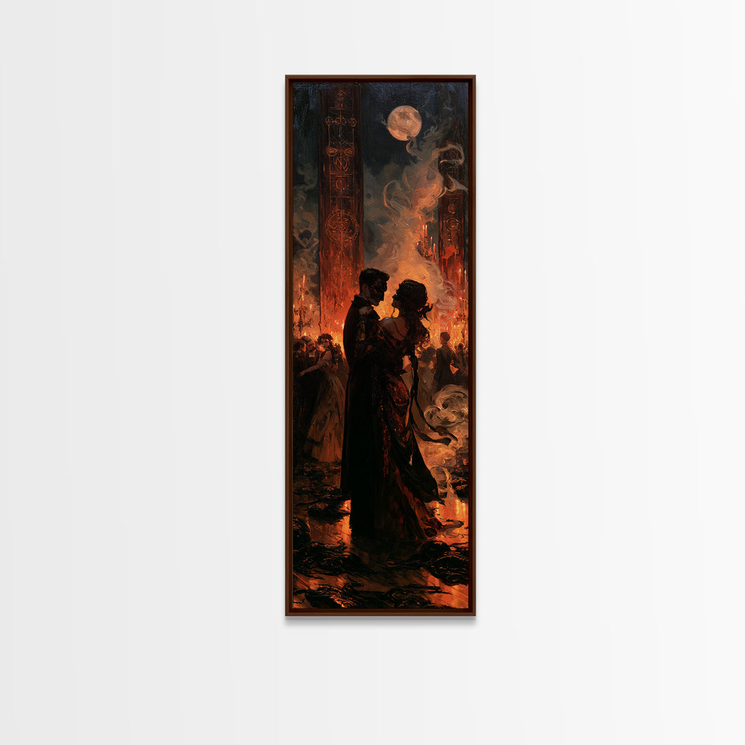 The Ballroom Of Silent Shoggoths, Victorian Horror Portrait, Tall Narrow Wall Art, Canvas Print, Gothic Wall Decor, Halloween Portrait Art