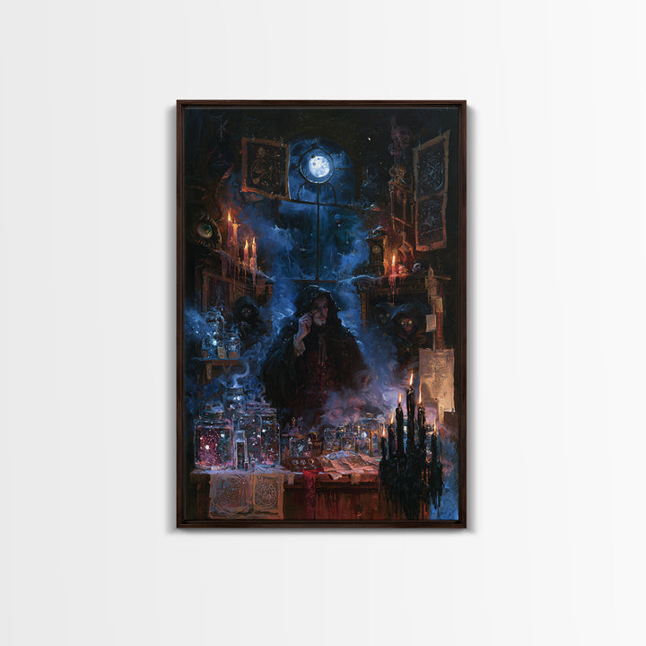 The Lantern Market Beyond The Veil, Dark Academia Wall Art, Vertical Wall Art, Framed Canvas Print, Gothic Wall Decor, Dark Fantasy Art