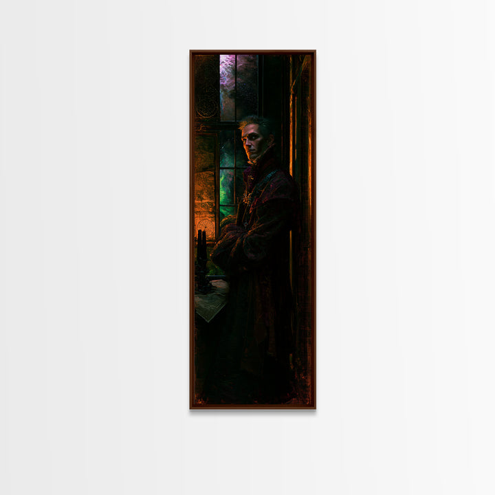 The Thirteenth Door Of Arkham House, Victorian Cosmic Horror, Tall Narrow Wall Art, Framed Canvas Print, Gothic Wall Decor
