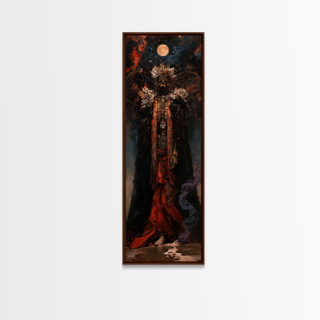 The Salt King Of The Black Shore, Antique Gothic Portrait, Tall Narrow Wall Art, Framed Canvas Print, Gothic Wall Decor, Halloween Wall Art