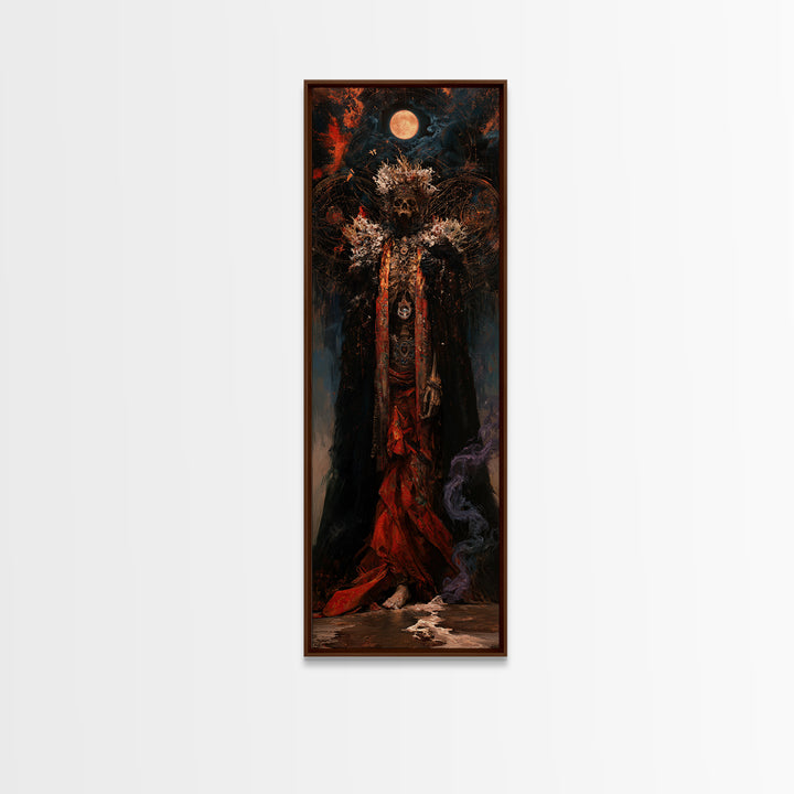 The Salt King Of The Black Shore, Antique Gothic Portrait, Tall Narrow Wall Art, Framed Canvas Print, Gothic Wall Decor, Halloween Wall Art