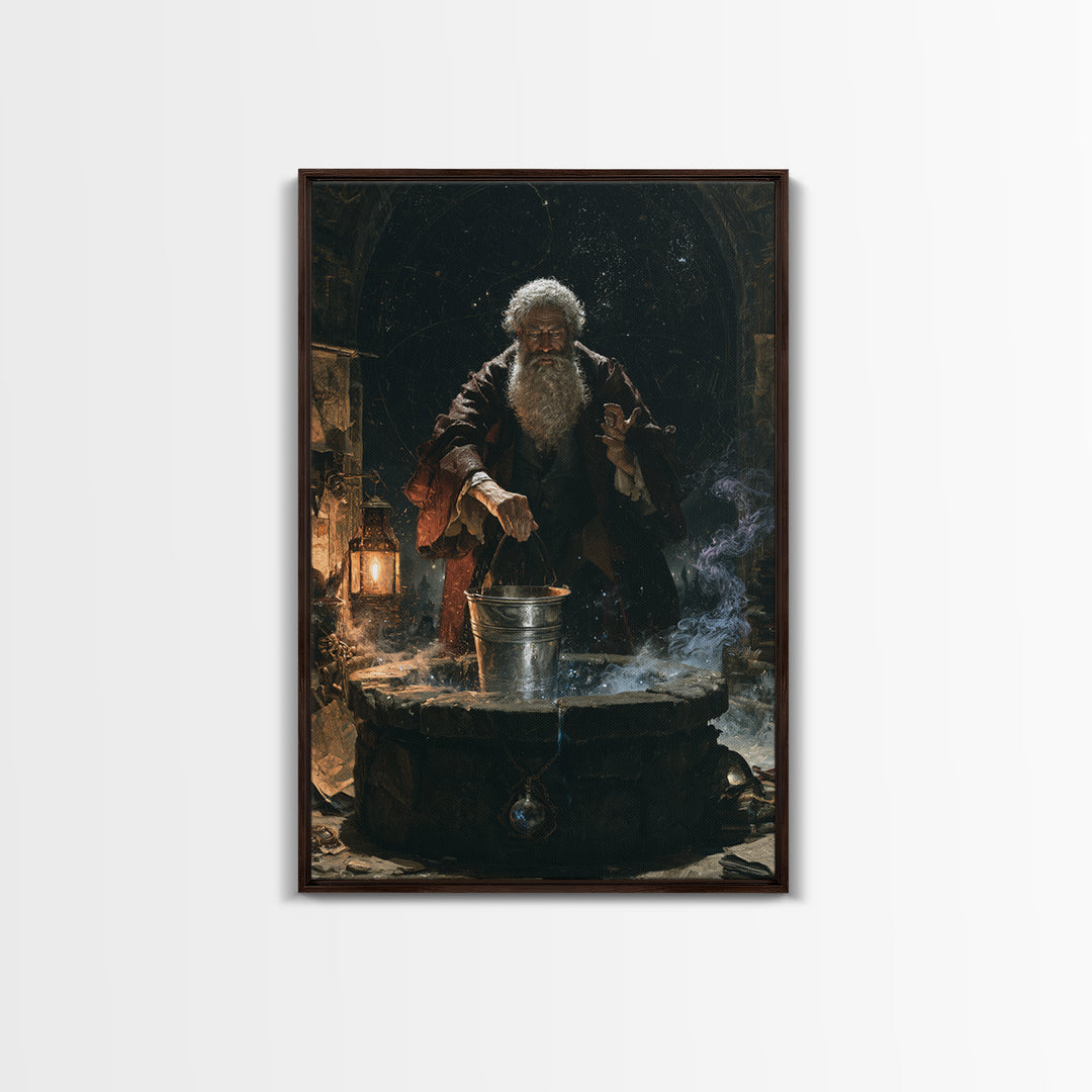The Dreamwell Beneath Miskatonic, Victorian Horror Portrait, Vertical Wall Art, Framed Canvas Print, Gothic Wall Decor, Halloween Wall Art