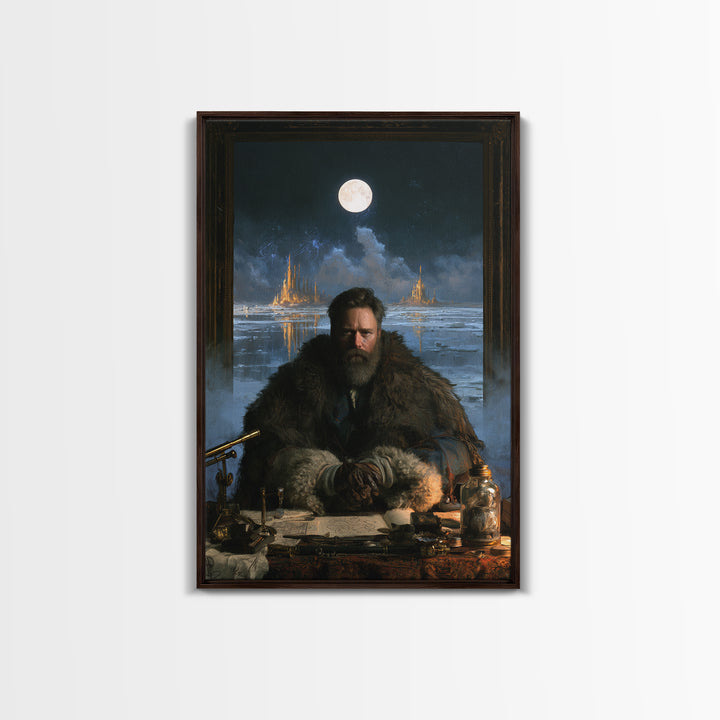 The Frost Beyond Carcosa, Lovecraftian Portrait Art, Vertical Wall Art, Framed Canvas Print, Gothic Wall Decor, Halloween Portrait Art