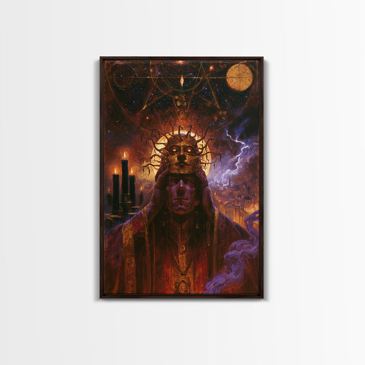 The Mask Of The Crawling God, Victorian Gothic Art, Vertical Wall Art, Framed Canvas Print, Gothic Wall Decor, Halloween Portrait Art