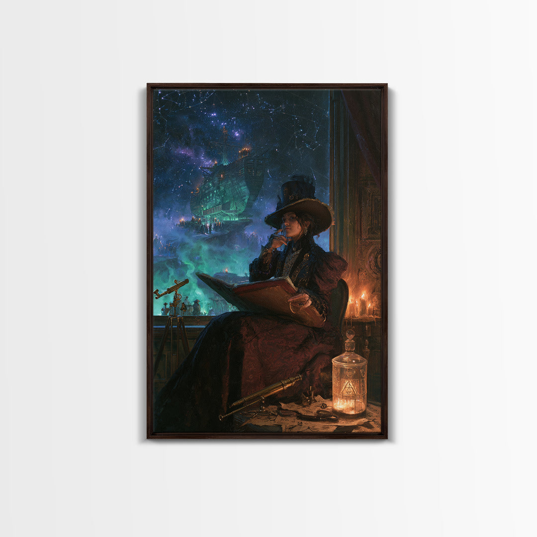 The Candelit Ark Of Forgotten Stars, Victorian Gothic Art, Vertical Wall Art, Canvas Print, Gothic Wall Decor, Halloween Portrait Art