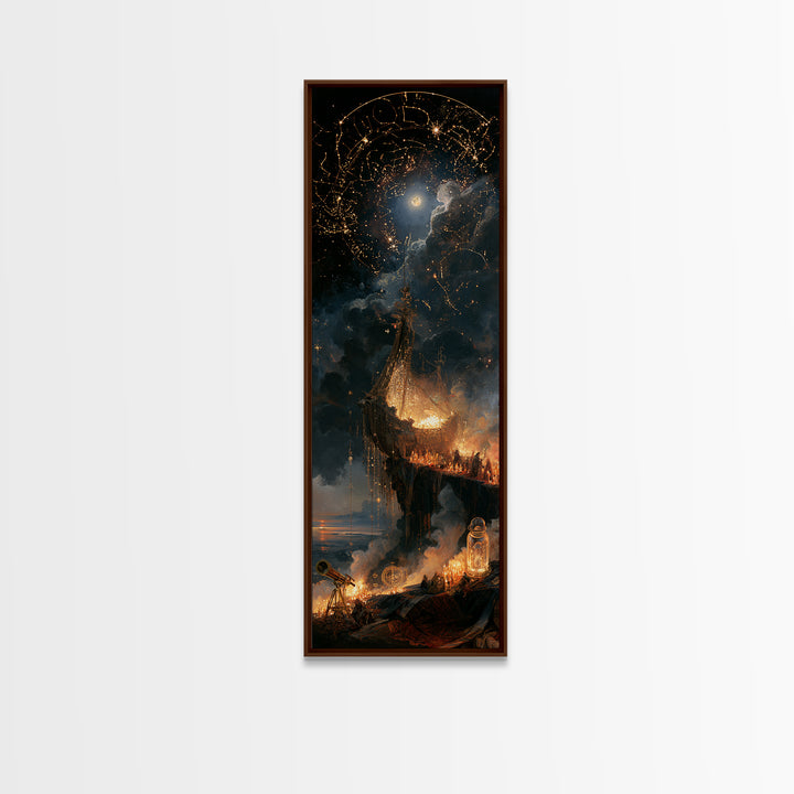 The Candelit Ark Of Forgotten Stars, Victorian Horror Portrait, Tall Narrow Wall Art, Framed Canvas Print, Gothic Wall Decor