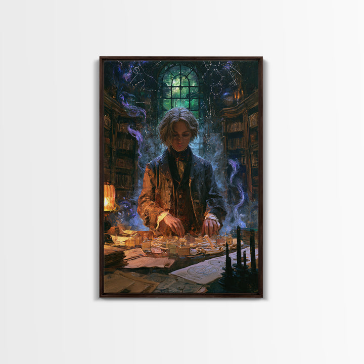 The Archivist Of Dreaming Bones, Victorian Cosmic Horror, Vertical Wall Art, Framed Canvas Print, Gothic Wall Decor, Halloween Portrait Art