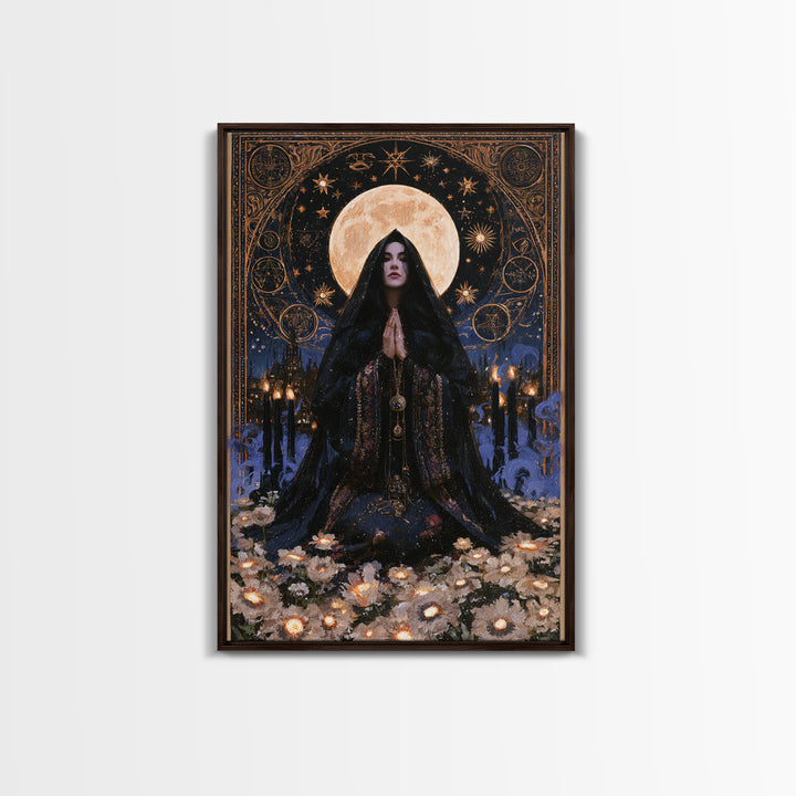 The Garden Of The Eyeless Moon, Lovecraftian Portrait Art, Vertical Wall Art, Framed Canvas Print, Gothic Wall Decor, Halloween Portrait Art