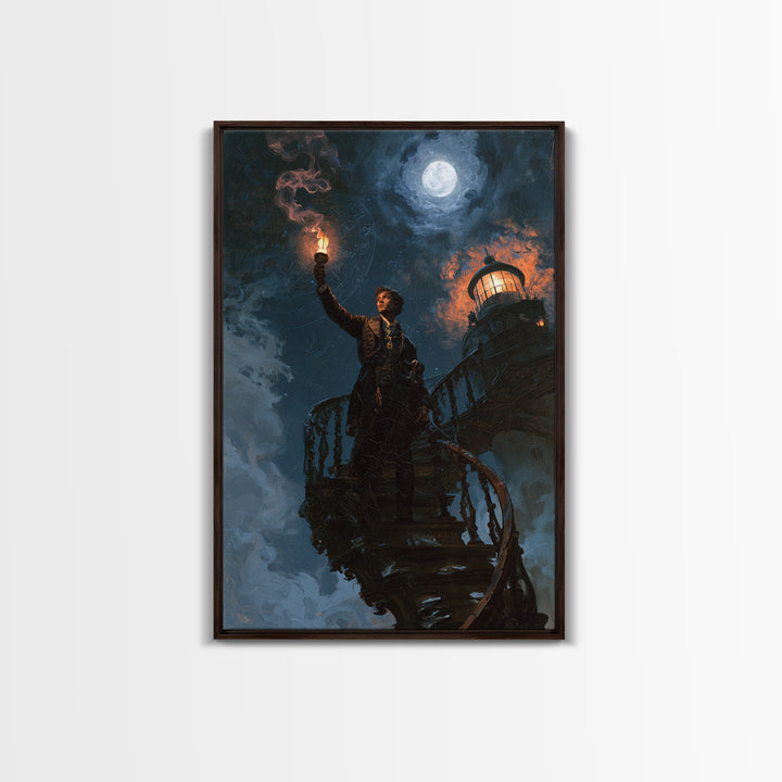 The Last Lighthouse Of Y’Ha-Nthlei, Victorian Horror Portrait, Vertical Wall Art, Canvas Print, Gothic Wall Decor, Halloween Portrait Art