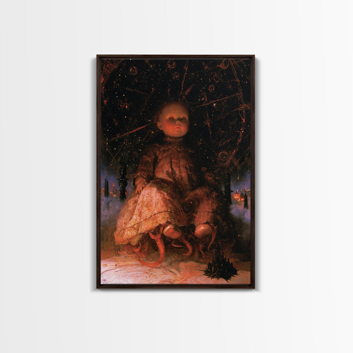 The Doll From Beyond The Void, Victorian Horror Portrait, Vertical Wall Art, Canvas Print, Gothic Wall Decor, Halloween Portrait Art