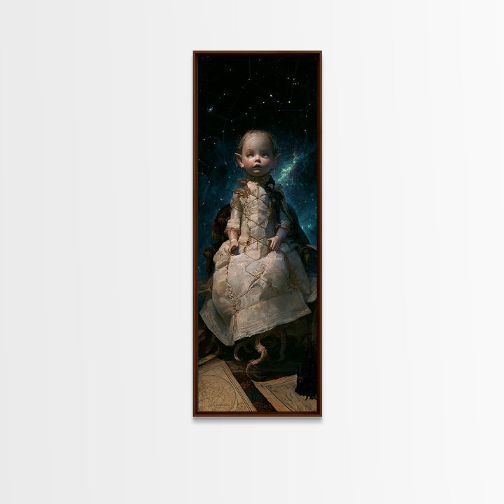 The Doll From Beyond The Void, Victorian Horror Portrait, Tall Narrow Wall Art, Canvas Print, Gothic Wall Decor, Halloween Portrait Art
