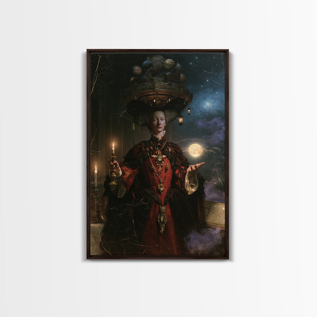 The Carousel Of Sleeping Planets, Victorian Gothic Art, Vertical Wall Art, Canvas Print, Gothic Wall Decor, Halloween Portrait Art