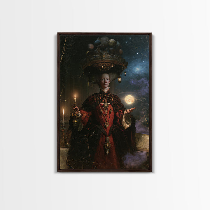 The Carousel Of Sleeping Planets, Victorian Gothic Art, Vertical Wall Art, Canvas Print, Gothic Wall Decor, Halloween Portrait Art