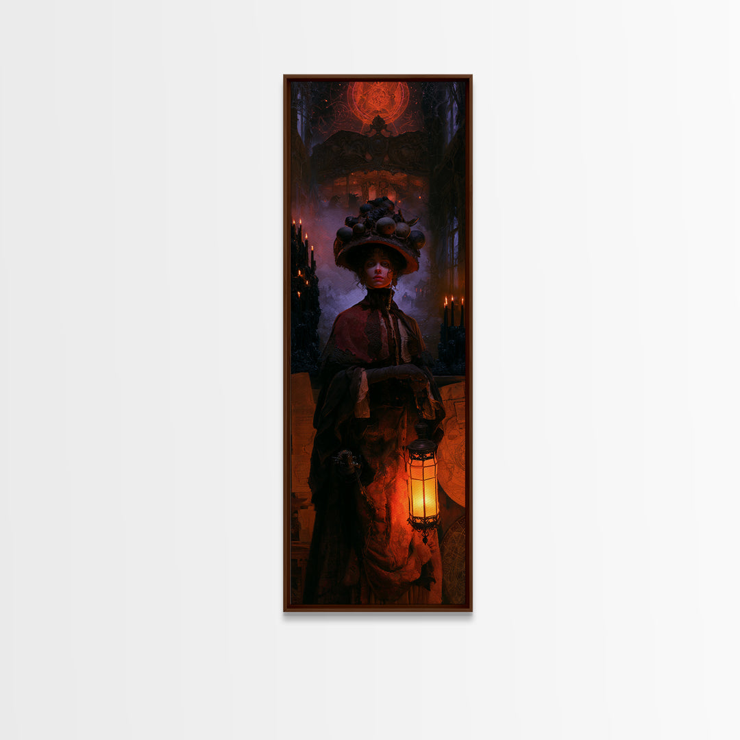 The Carousel Of Sleeping Planets, Victorian Cosmic Horror, Tall Narrow Wall Art, Canvas Print, Gothic Wall Decor, Halloween Portrait Art