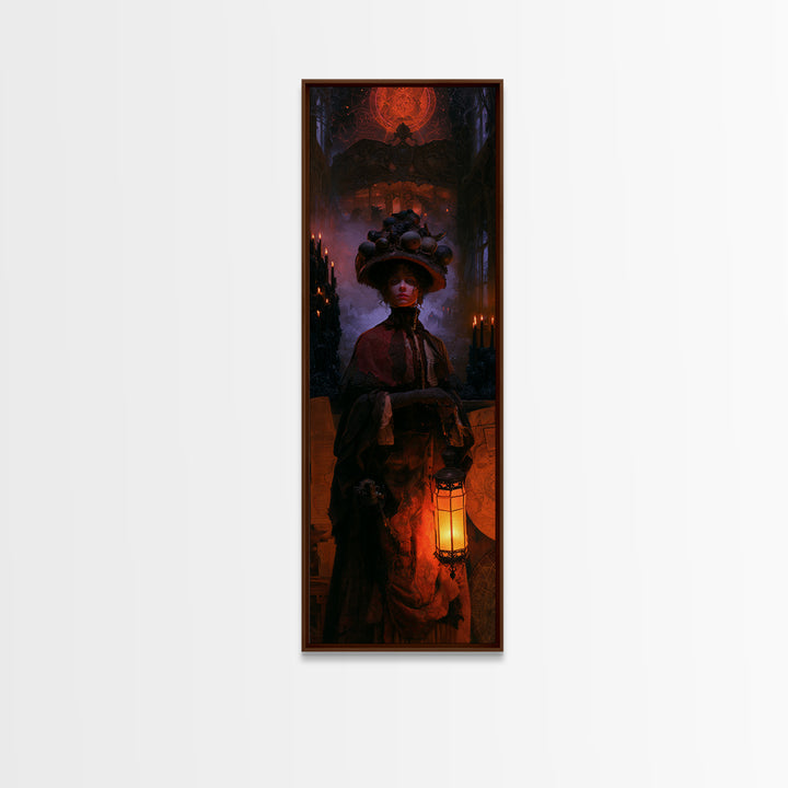 The Carousel Of Sleeping Planets, Victorian Cosmic Horror, Tall Narrow Wall Art, Canvas Print, Gothic Wall Decor, Halloween Portrait Art