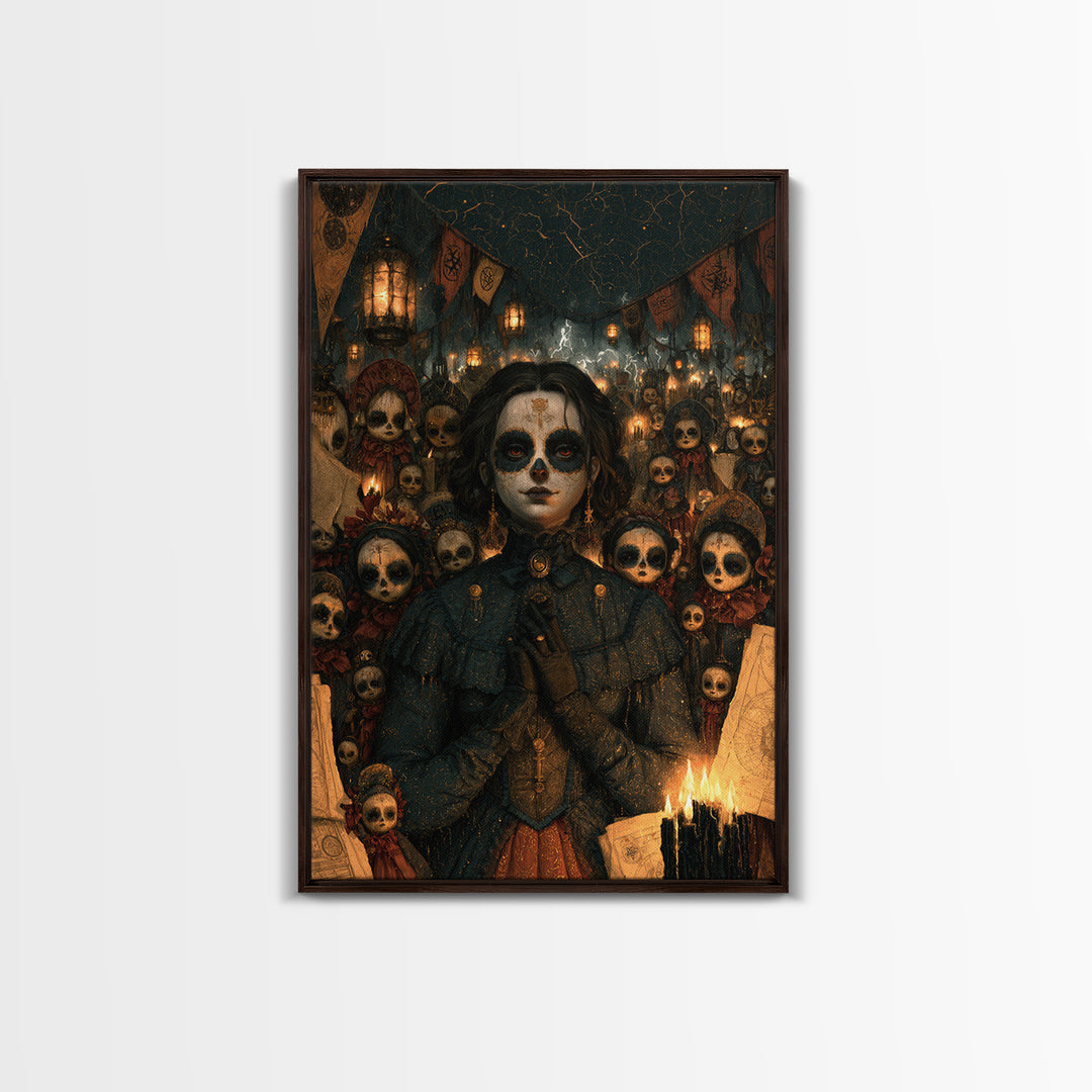 The Festival Of The Little Old Ones, Macabre Victorian Decor, Vertical Wall Art, Framed Canvas Print, Gothic Wall Decor, Gothic Home Decor