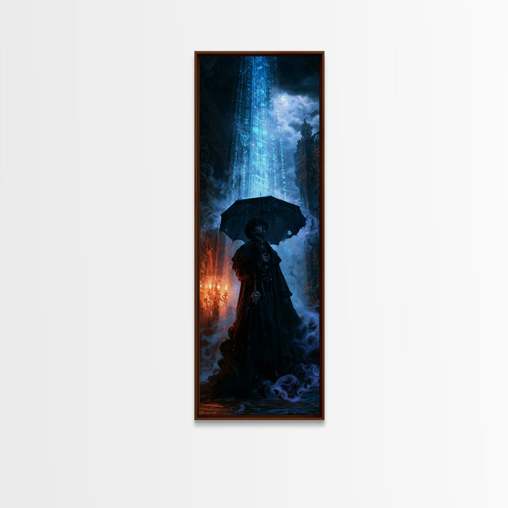 The Umbrella Of The Outer Rain, Victorian Cosmic Horror, Tall Narrow Wall Art, Canvas Print, Gothic Wall Decor, Halloween Portrait Art